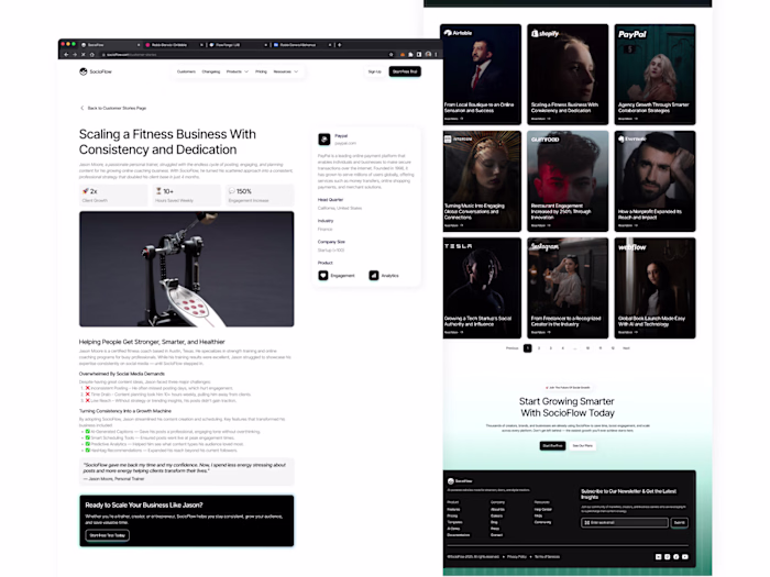 Socioflow Customer Stories Landing Page Design