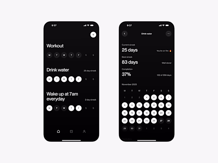 Habits Mobile App UI