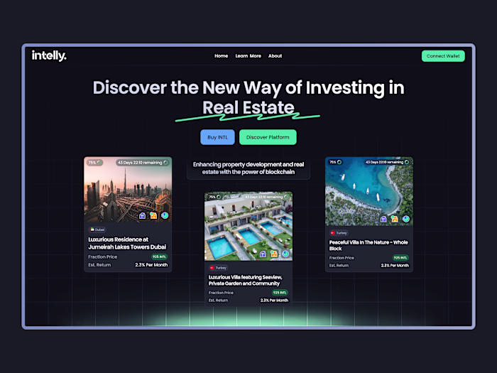Intelly  - Landing Page for Real Estate Investment Platform