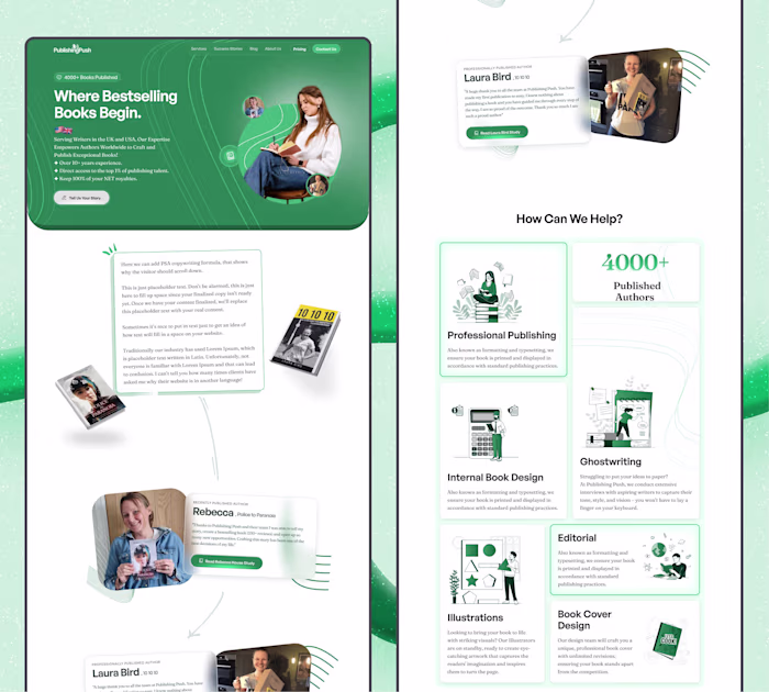 Landing Page With A Fresh Feel For Book Publishing Agency