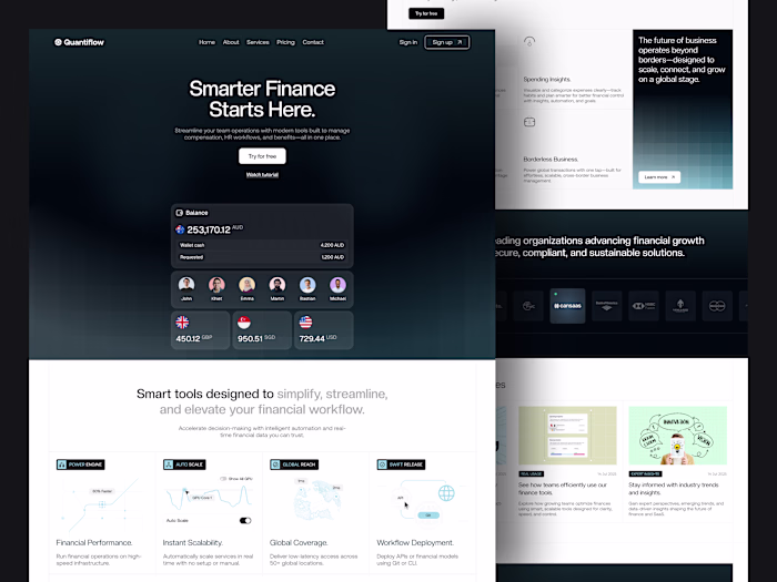 Quantiflow - Finance Landing Page