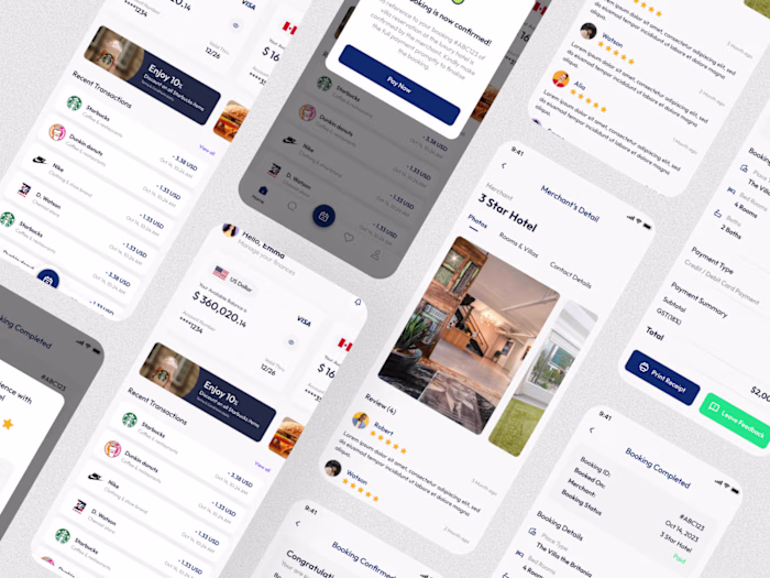 UI/UX Design for Financial App with Merchant Booking 