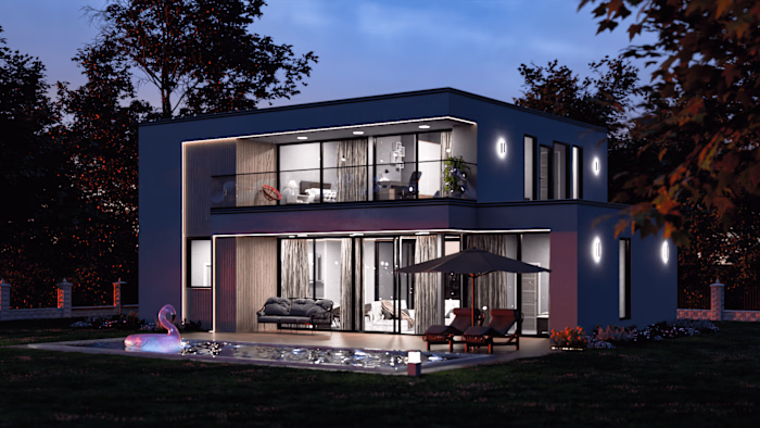 Modern Villa at Dusk