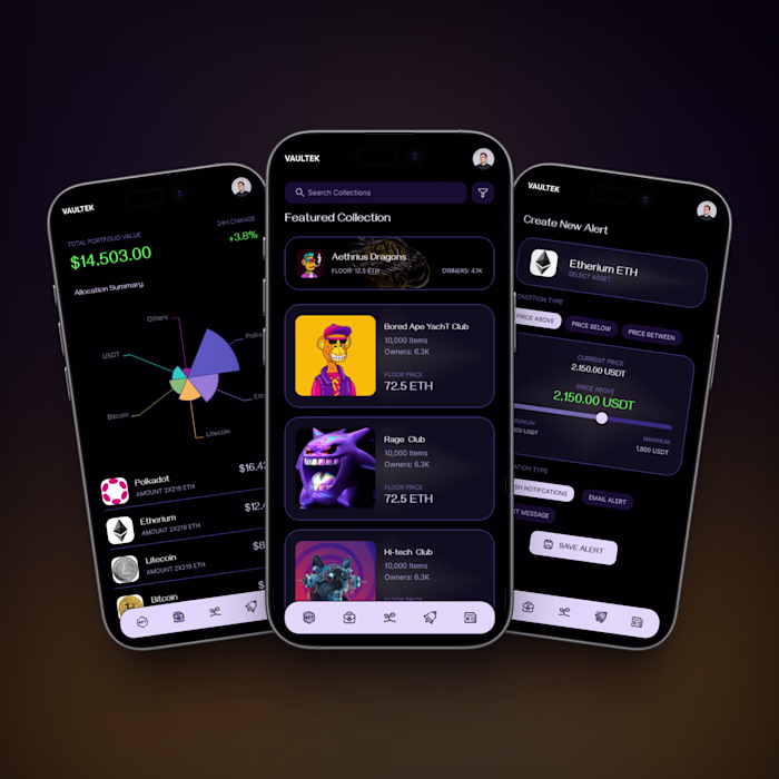 Dark Mode NFT Marketplace App Design - Case Study Available