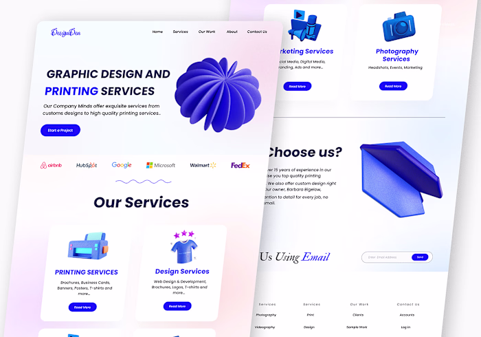 Graphics Services Landing Page