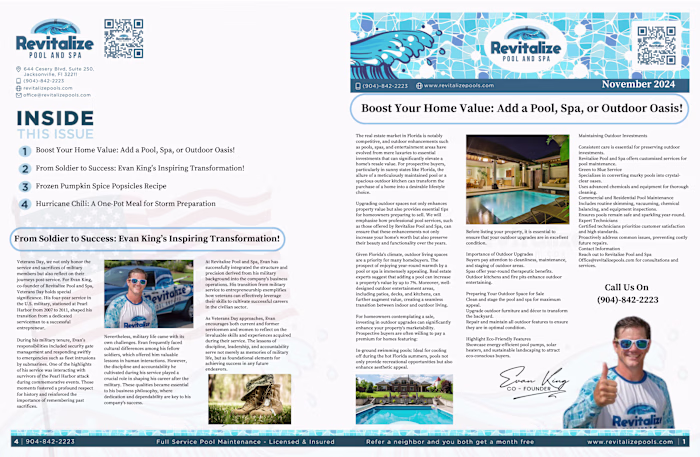 Revitalize Pool & Spa Maintance Newsletter 