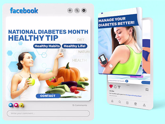 Healthcare Social Media Post Design for FB, Insta & LinkedIn