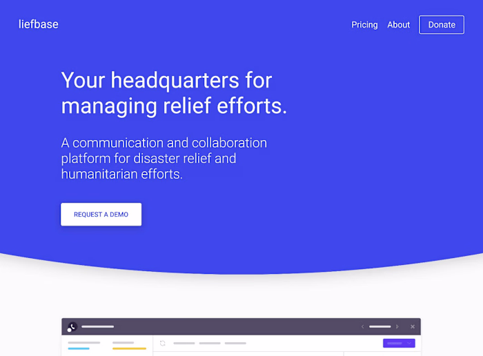 Liefbase · Disaster relief platform