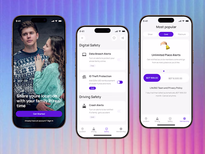 Guardian360 – Family Location & Safety Management App UI/UX