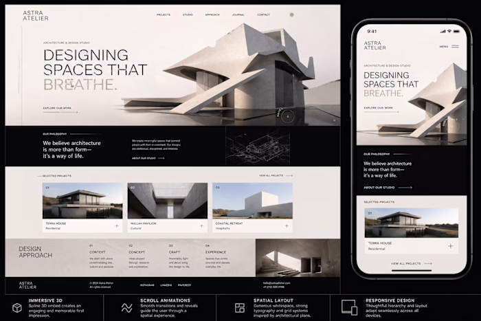 Spatial Web Design — Architecture Studio Website Concept