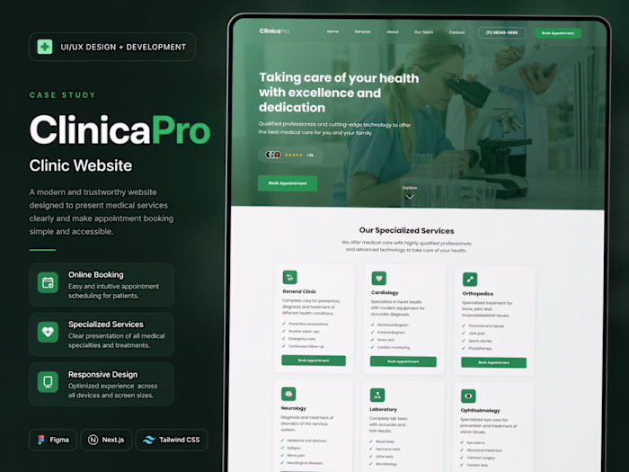 Modern Healthcare Website Design for ClinicaPro: Boost Engag...