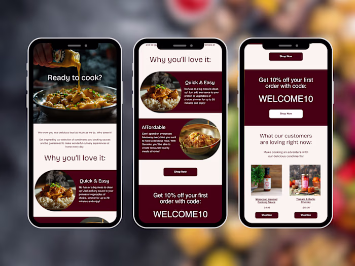 Klaviyo welcome email series for a food retailer