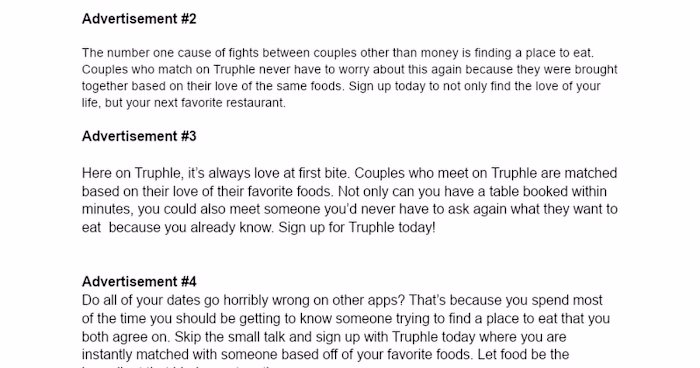 Truphle App Advertisement Copy