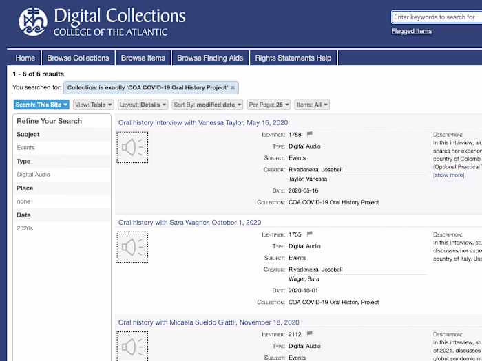 COA COVID-19 Oral History Project