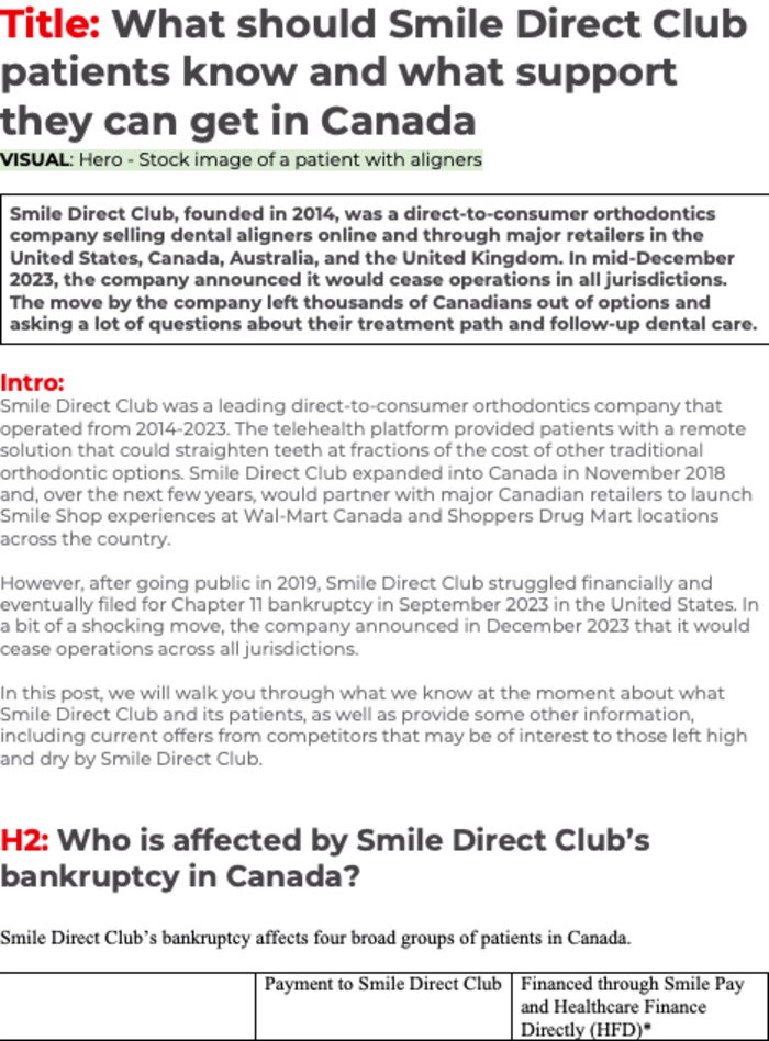 Dental Office Article on Smile Direct Club Bankruptcy