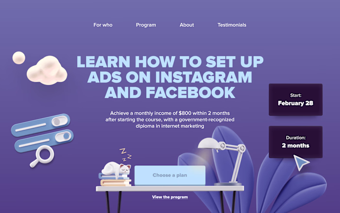 Landing Page for an online course