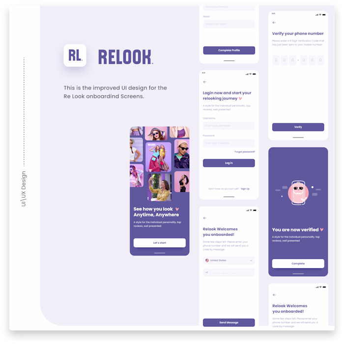 Relook Mobile App Onboarding Screens