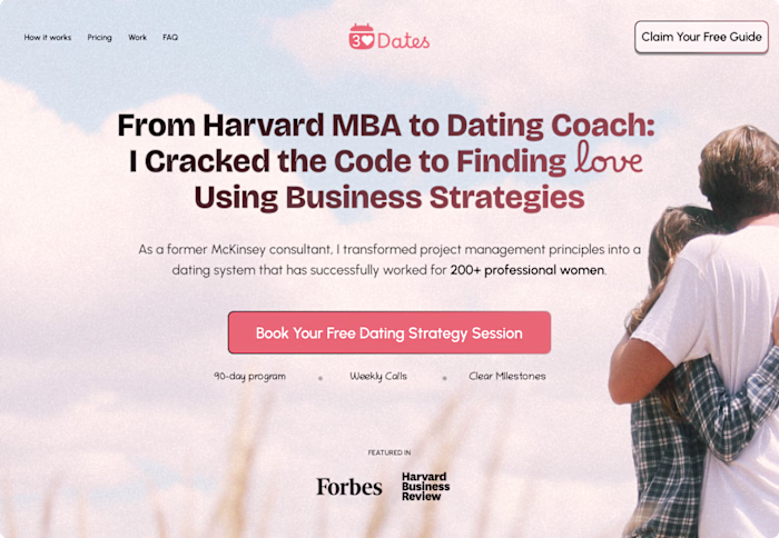 Dating Coach Landing Page Hero Section Design
