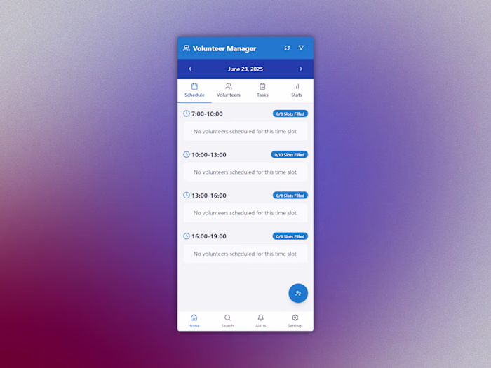 Mobile-first Volunteer Management Web App