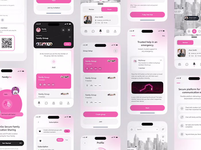 FamilyGo – Smart & Secure Family Communication UI