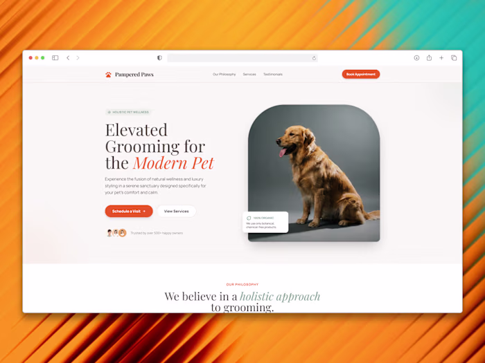 Landing Page Design for Pet Grooming & Spa Sanctuary