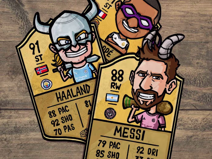 Cartoon Style Digital Artwork of Football players