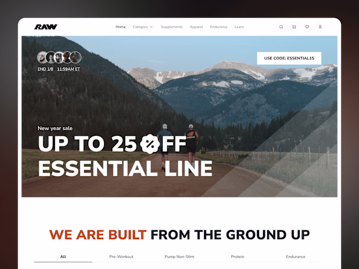 RAW Nutrition E-commerce Homepage