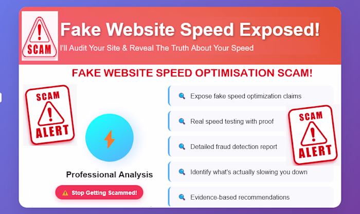 Audit Of Website Fake Speed Optimization Scam