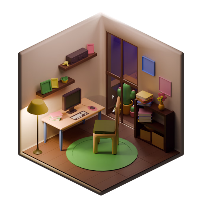 Isometric 3D Room & Interior Design