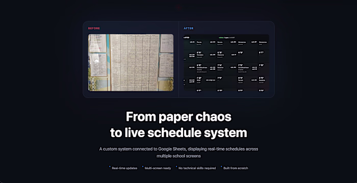 A custom-built school schedule system