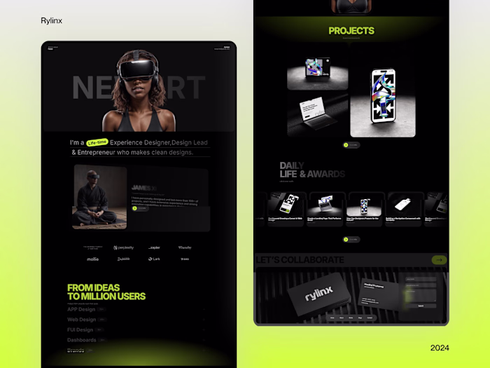 Framer website design and development for Design lead  ·  Rylinx