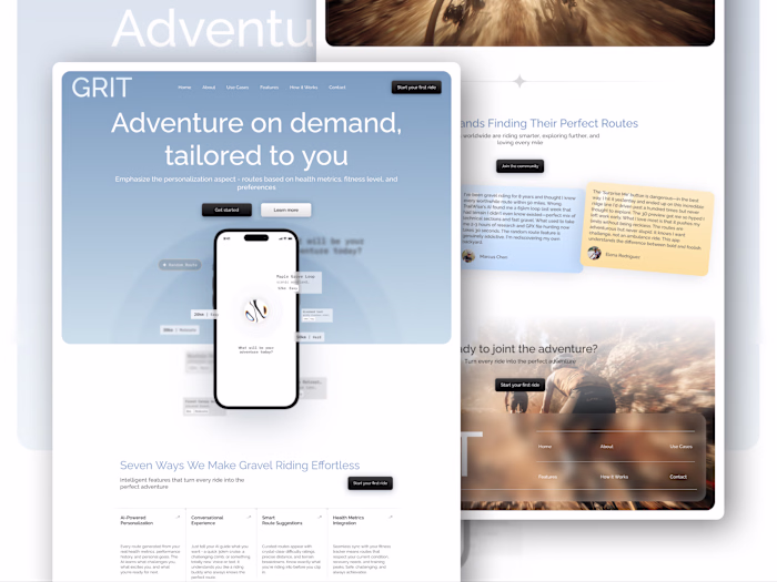 Landing page design for GRIT,