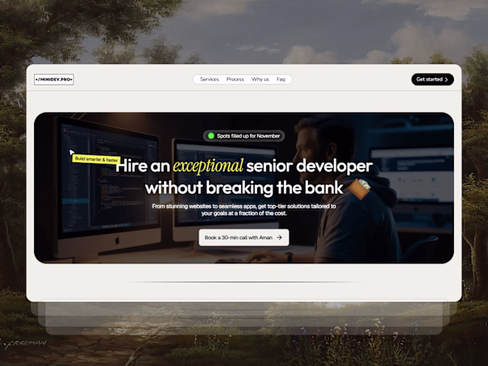 Minidev.pro - Framer design & build