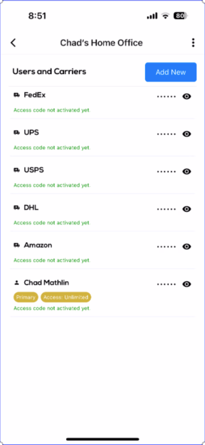Parcel Safe Systems : IOT Control App