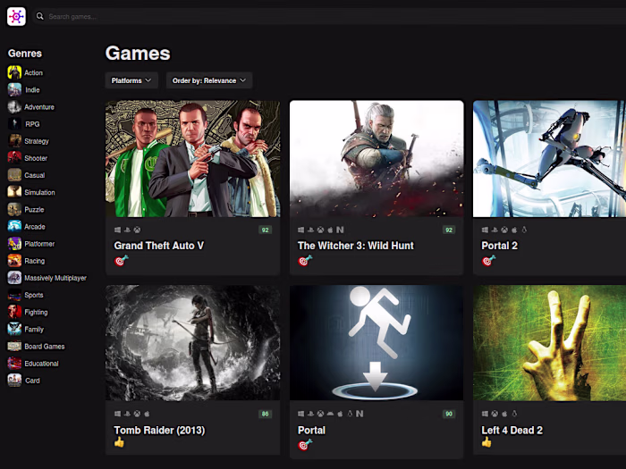 Gaming website - React.js