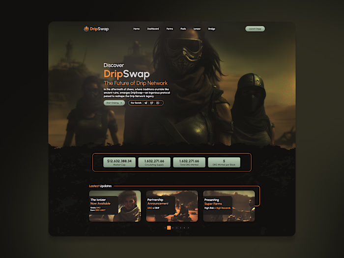 DripSwap — Cinematic DeFi Landing Experience