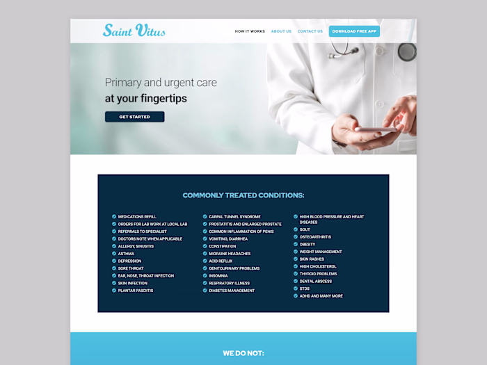 Clean telemedicine website design
