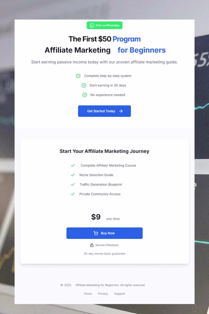 E-commerce affiliate marketing sales page