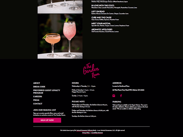 Drinks Menu - The Garden Room