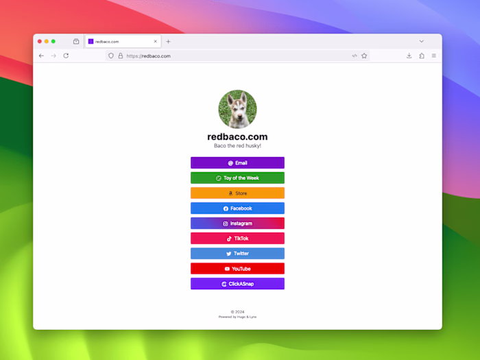 redbaco.com - HugoCMS Pet Linktree Style Landing Page