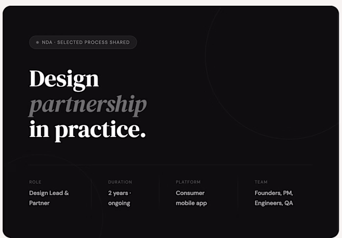 Founder Design Partner — Mobile App (NDA)