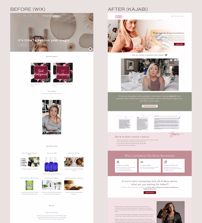 Before + After: Wix to Kajabi