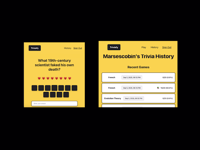 A trivia game was the first project I built back when I was ...