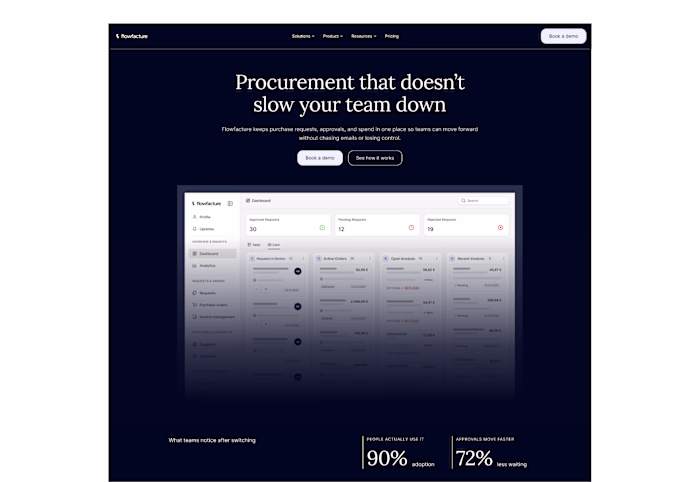 Procurement landing page, WIP
