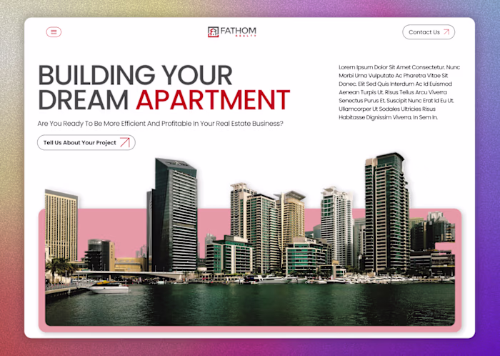 Real Estate Business Website Hero Section UI UX Design