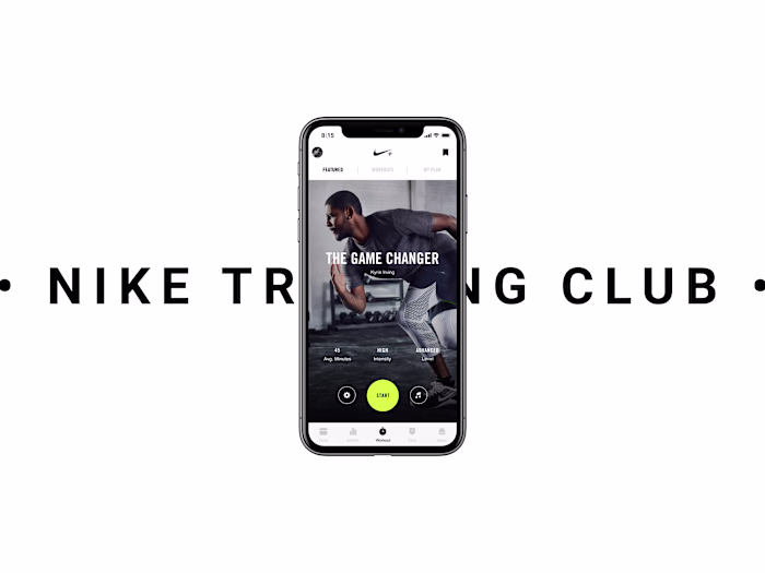 Mobile app design for Nike Training Club