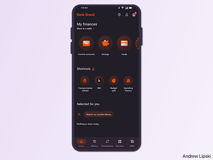 Bank App Dark Mode Redesign
