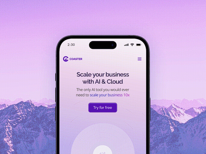 Mobile responsive view of sass website - coaster