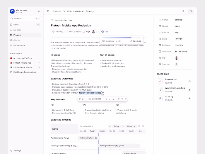 Project details page I recently designed for product and des...