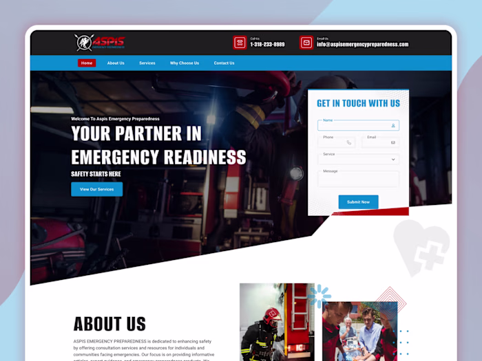 ASPIS Emergency Preparedness Website UI Design